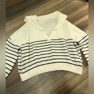 striped white coverup with collar